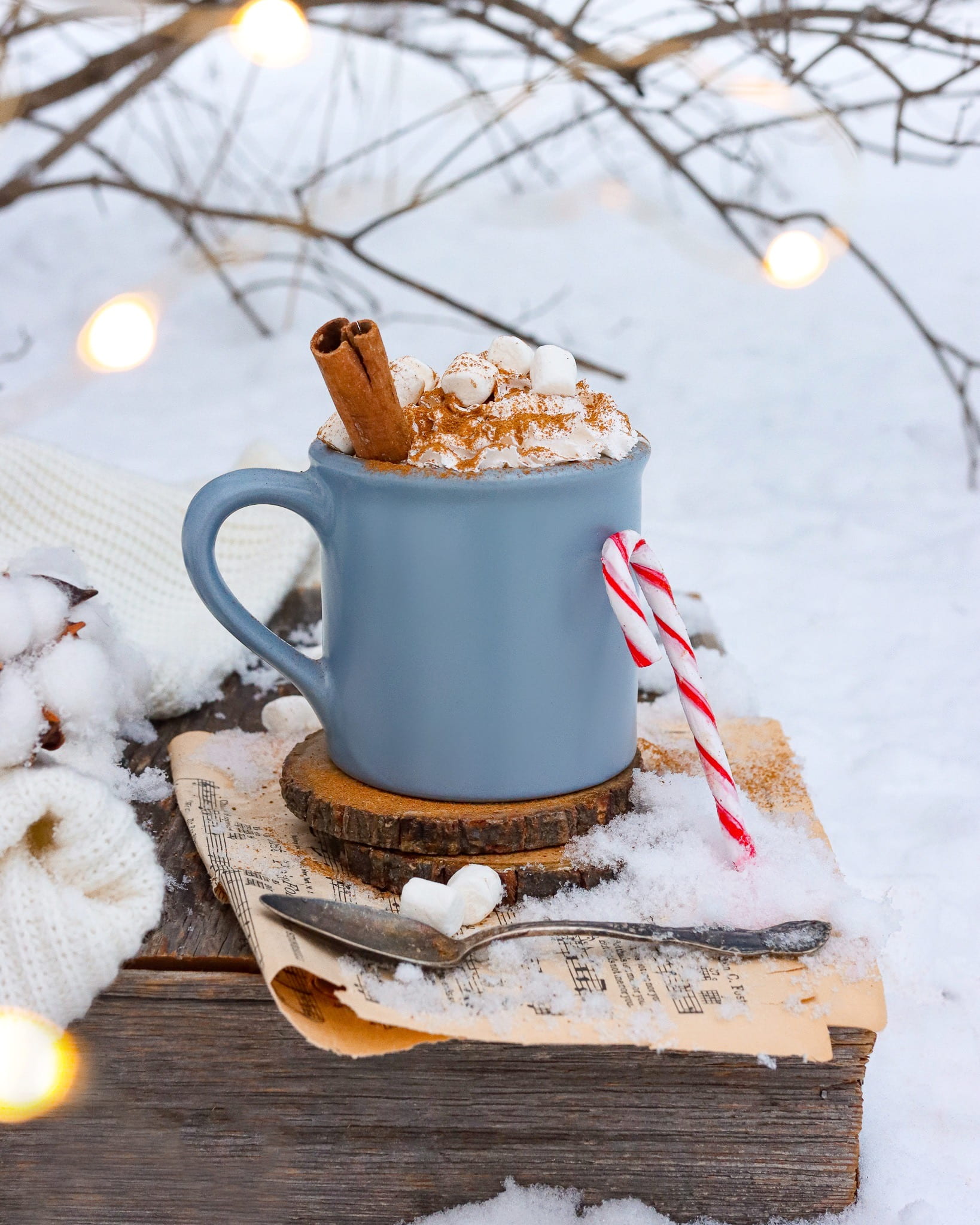 Brookline Mug with Candy Cane in Snow