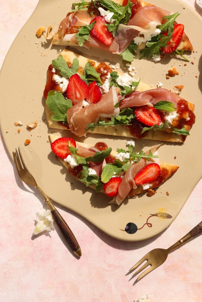 Flatbread cooked on Artisan Ceramic Pizza Stone.