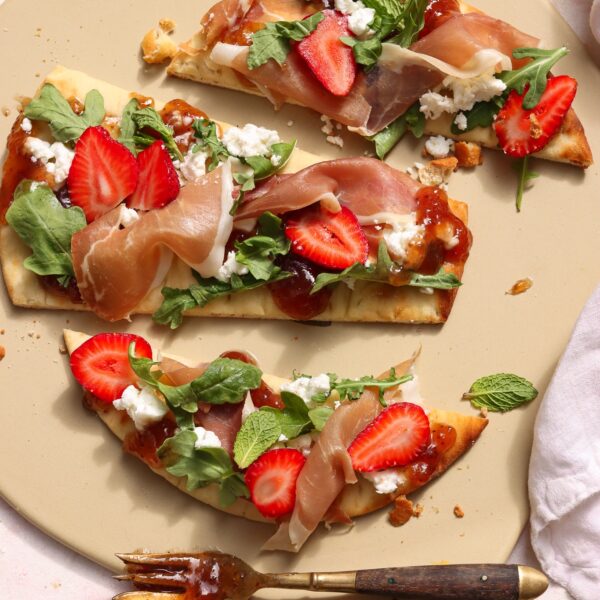 Flatbread cooked on Artisan Ceramic Pizza Stone.