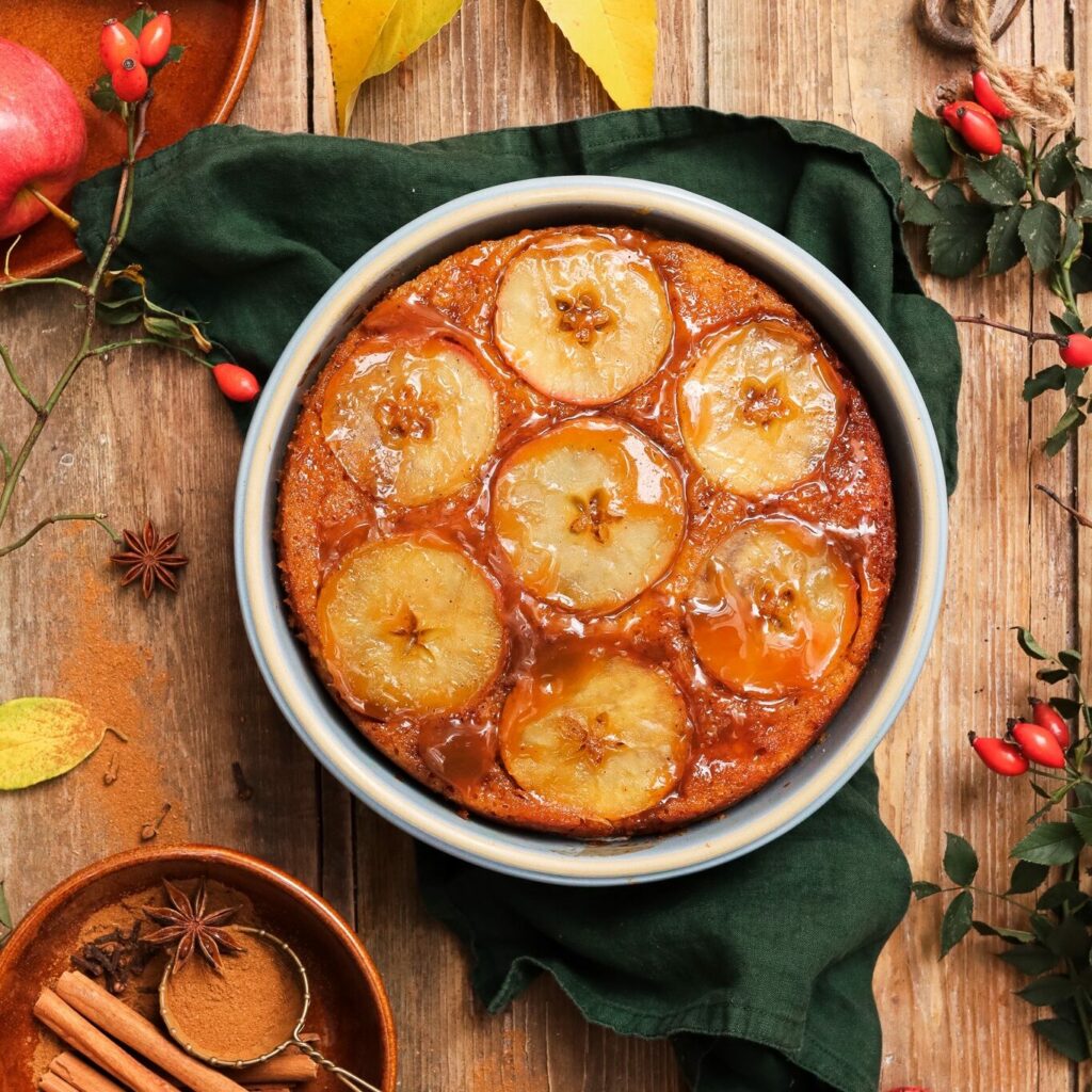 Fall Coupe and Brookline Stoneware with apple, upside down cake cinnamon.